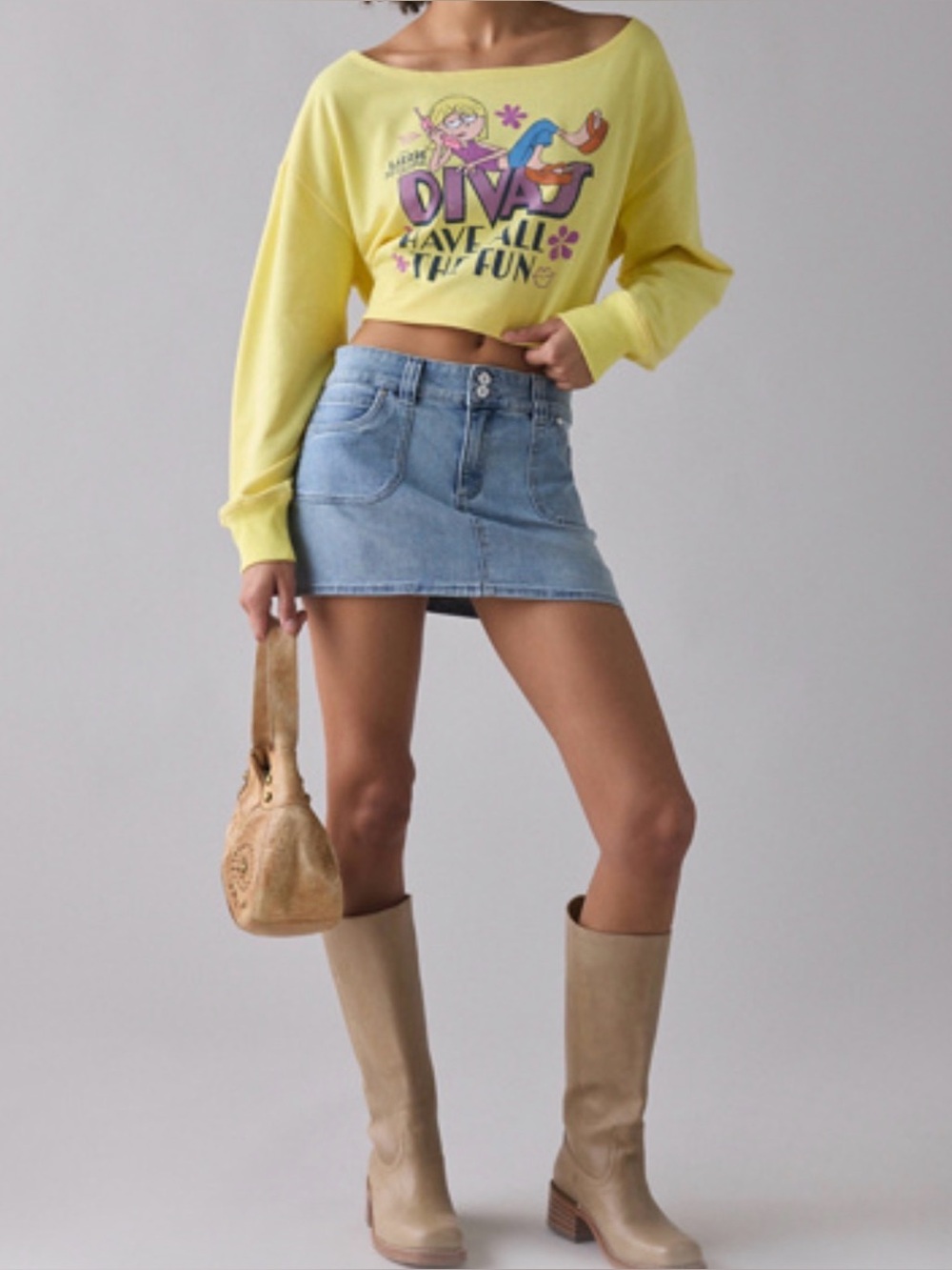 Disney Channel Throwback Lizzie McGuire Off-Shoulder Pullover - Yellow, S